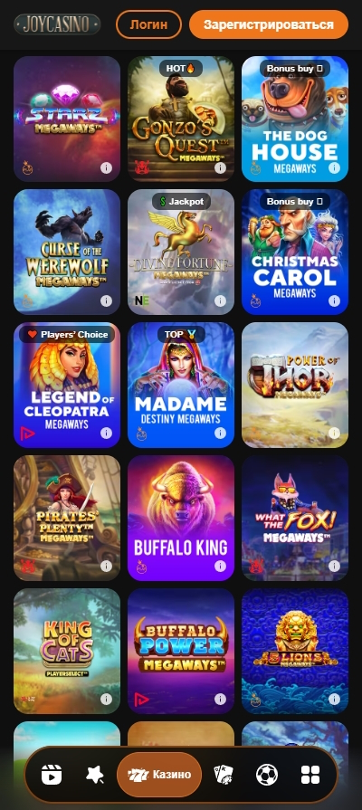 Megaways-Slots im mobilen Joy-Casino-Katalog